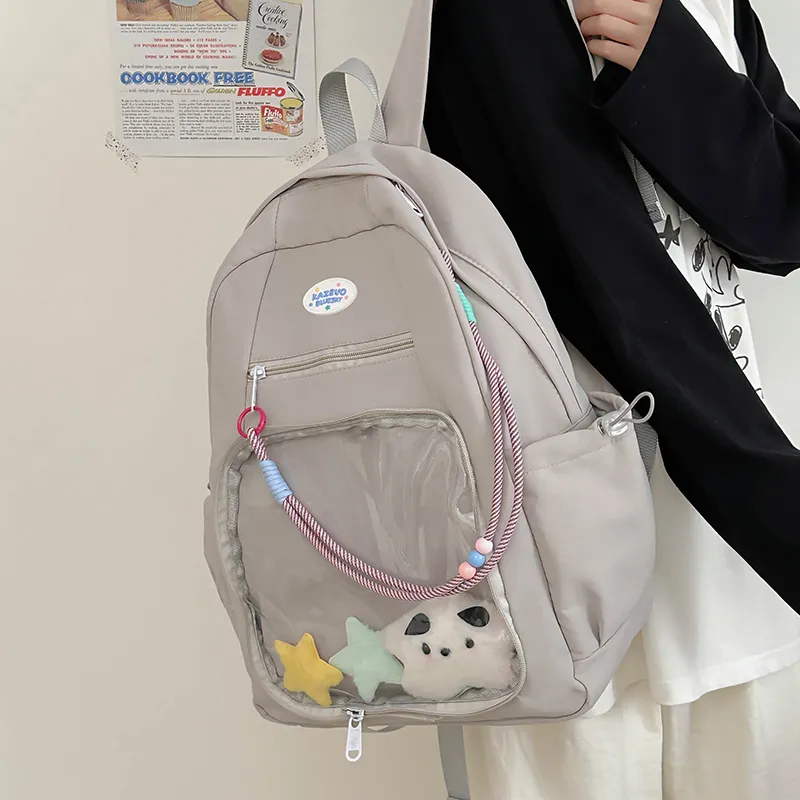 XIANGSU Nylon Backpack Regular Unisex Yellow/Blue/Gray-15