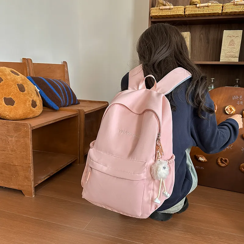 XIANGSU Nylon Backpack Unisex Pink/Purple/White/Brown/Black-3