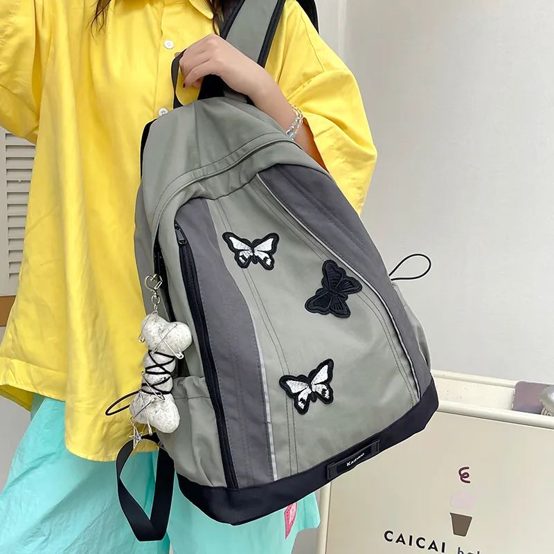 XIANGSU Nylon Backpack Women's Green/Gray-2