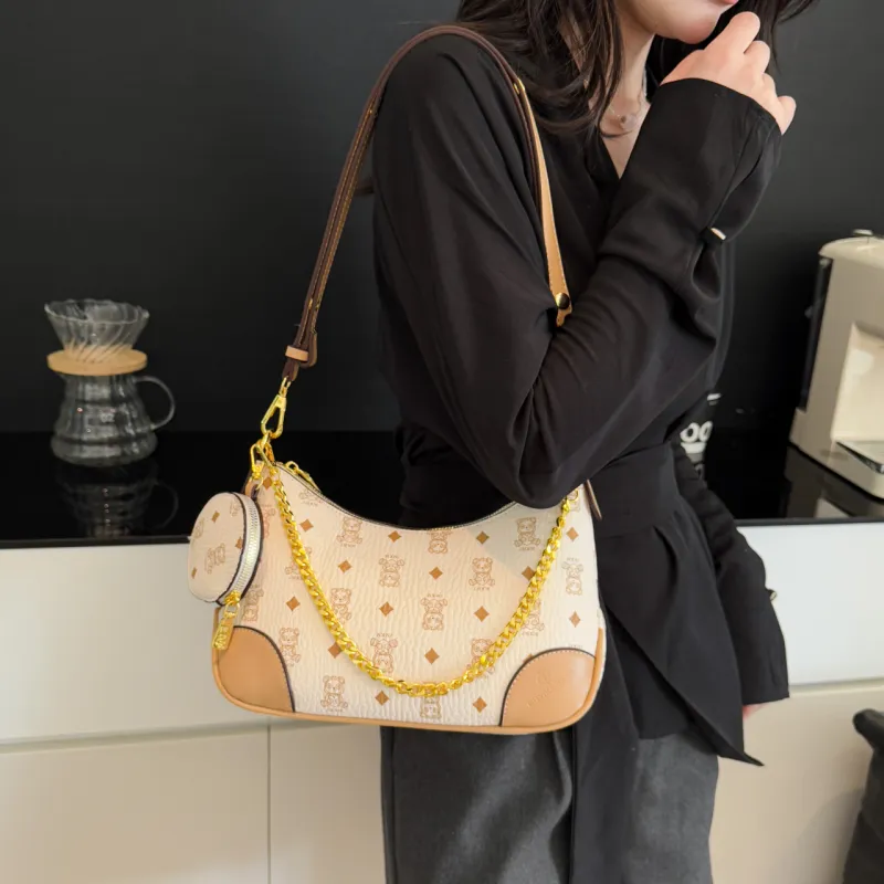 XIANGSU PU Shoulder Bag Women's Ecru/Brown-8