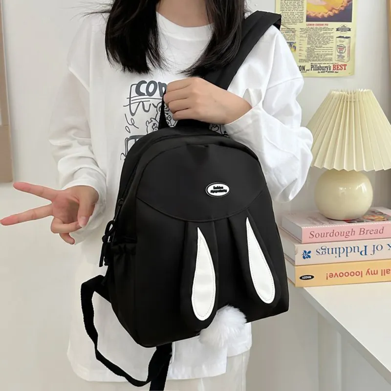 XIANGSU Nylon Fabric Backpack Regular Unisex White/Pink/Yellow/Blue/Black-22