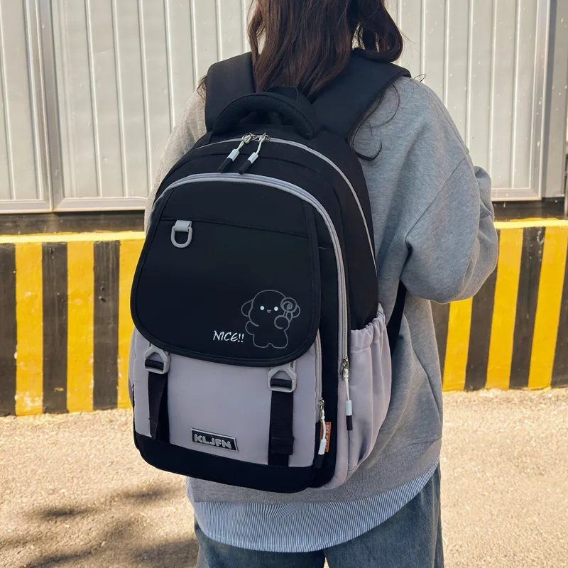 XIANGSU Oxford Backpack Unisex Pink/Brown/Green/Purple/White & Black/Gray & Black-9