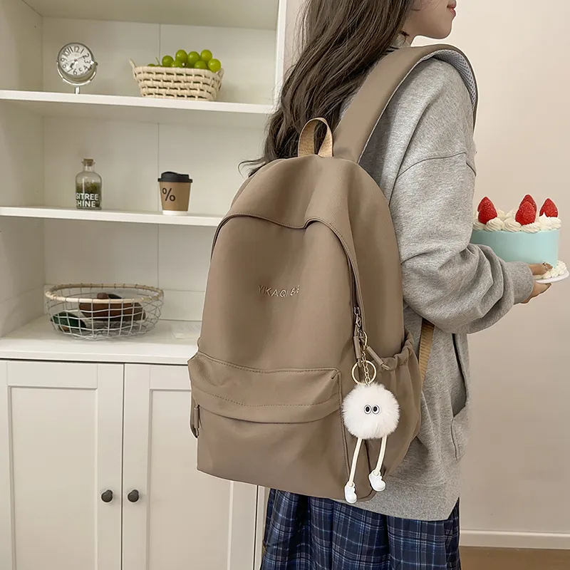 XIANGSU Nylon Backpack Unisex Pink/Purple/White/Brown/Black-15