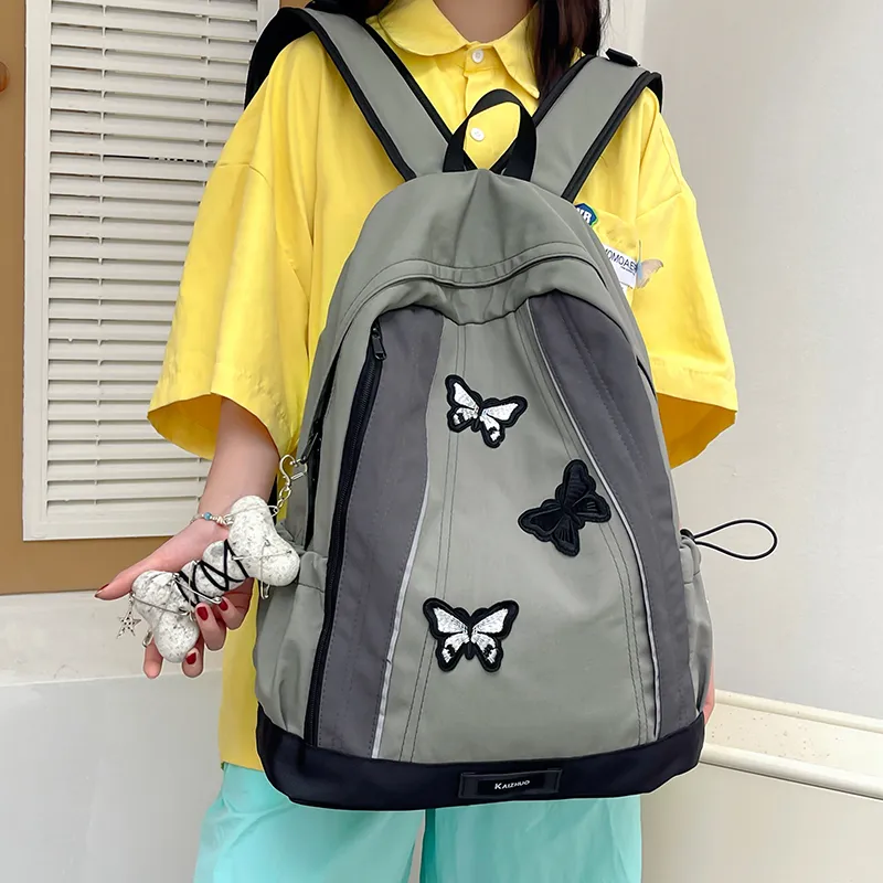XIANGSU Nylon Backpack Women's Green/Gray-5