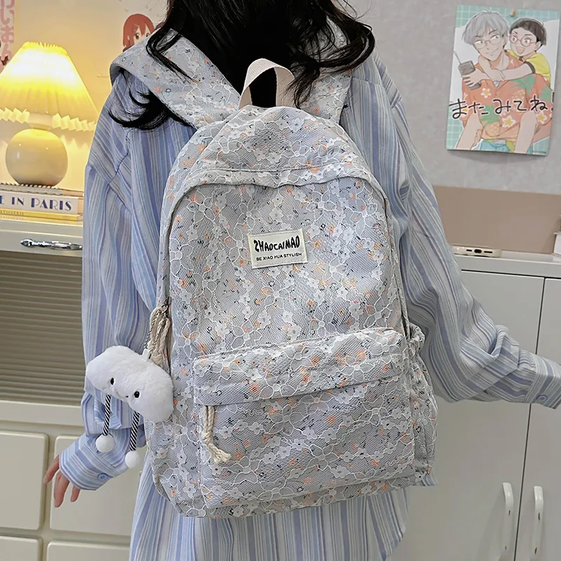 XIANGSU Polyester Backpack Women's Blue/White/Black-2