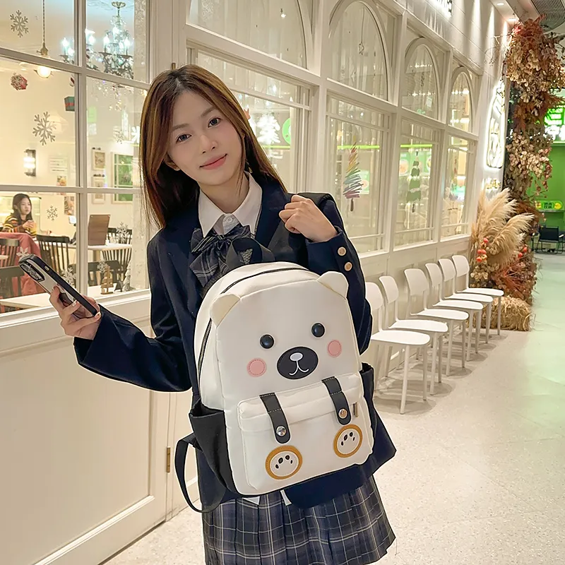 XIANGSU Nylon Backpack Women's Brown/White/Black-8