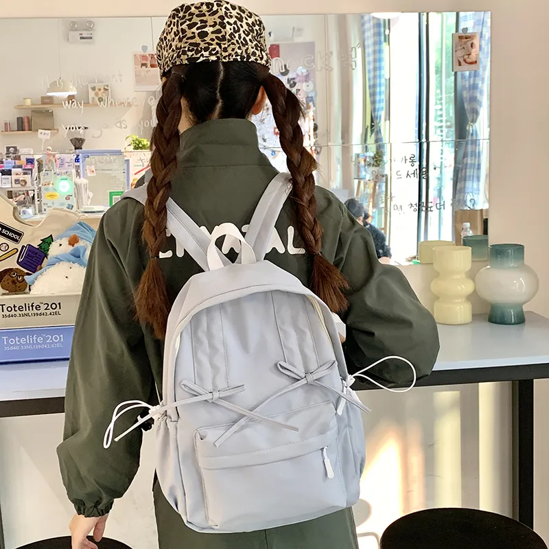 XIANGSU Nylon Fabric Backpack Women's Light Green/Dark Green/Gray/Black-15