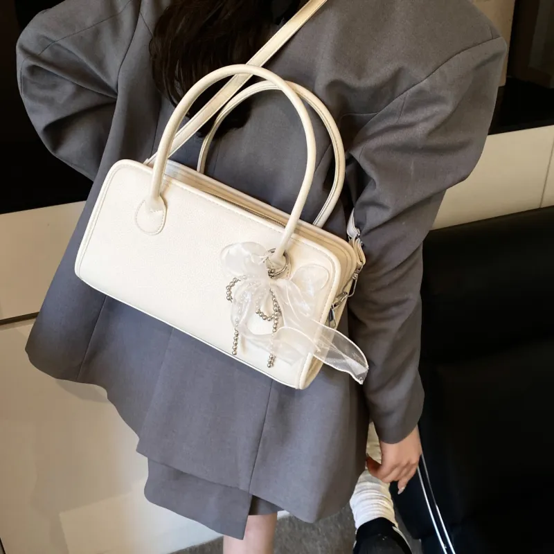 XIANGSU PU One Shoulder Handbags Women's White/Black/Yellow/Pink-5