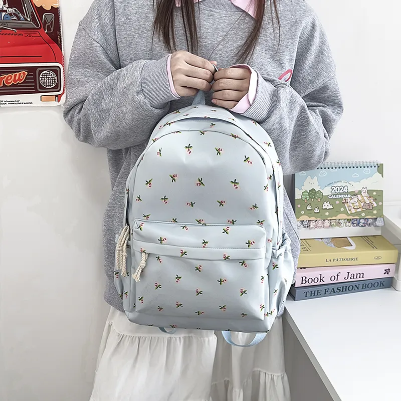 XIANGSU Nylon Backpack Unisex Green/Black/Pink/White-2