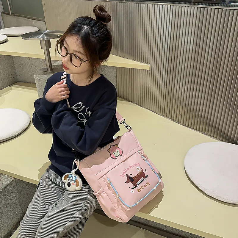 XIANGSU Nylon Tote Bag, Shoulder Bag Unisex Blue/White/Pink/Khaki/Black-11