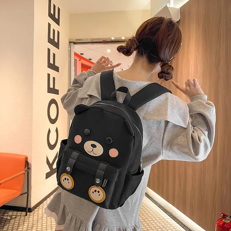 XIANGSU Nylon Backpack Women's Brown/White/Black-17