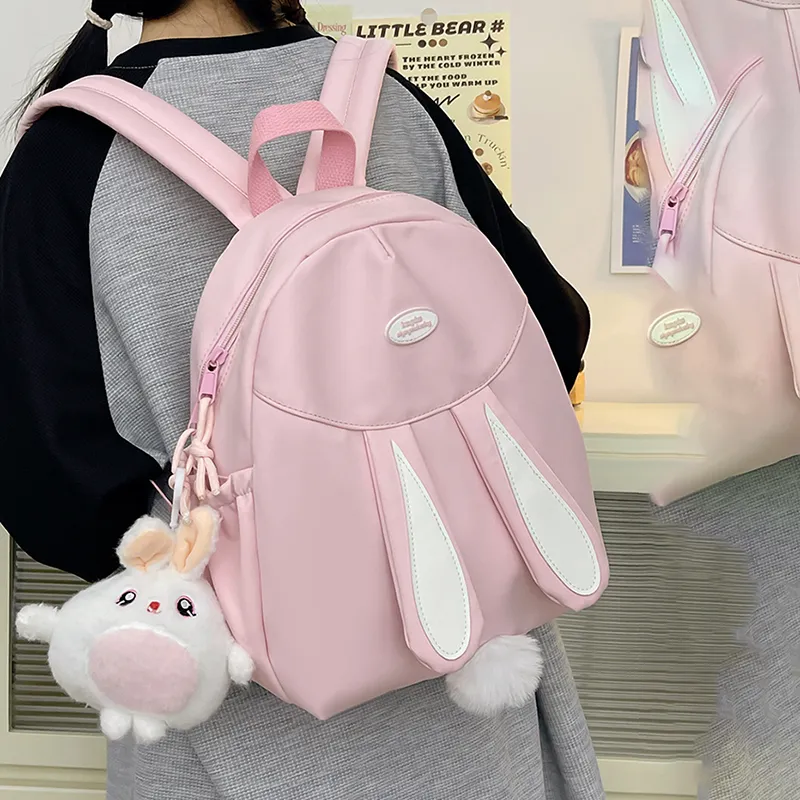 XIANGSU Nylon Fabric Backpack Regular Unisex White/Pink/Yellow/Blue/Black-8