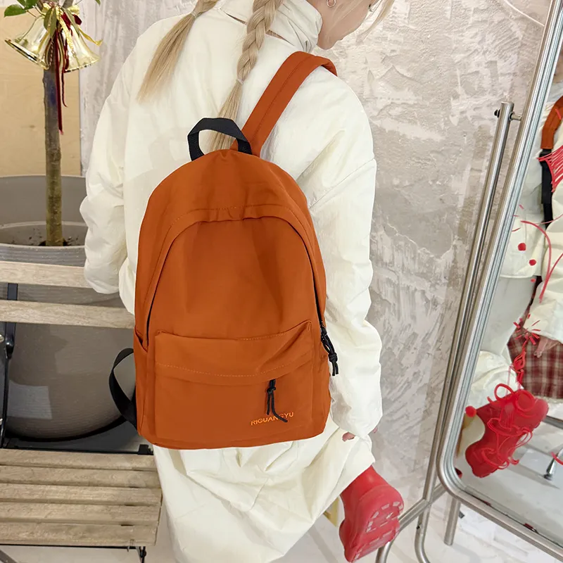 XIANGSU Nylon Fabric Backpack Unisex Brown/Blue/Black/White-1