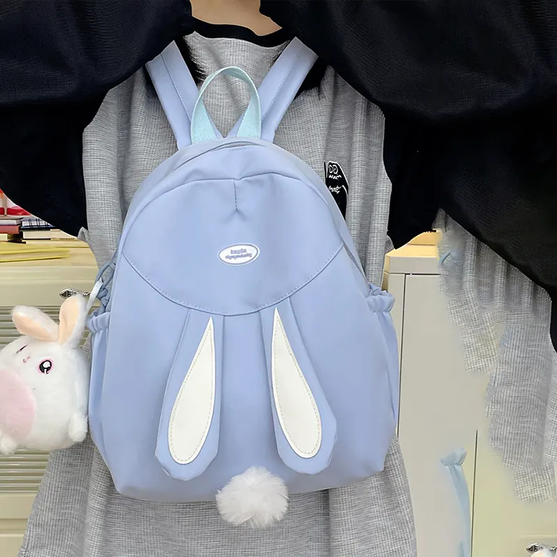 XIANGSU Nylon Fabric Backpack Regular Unisex White/Pink/Yellow/Blue/Black-19