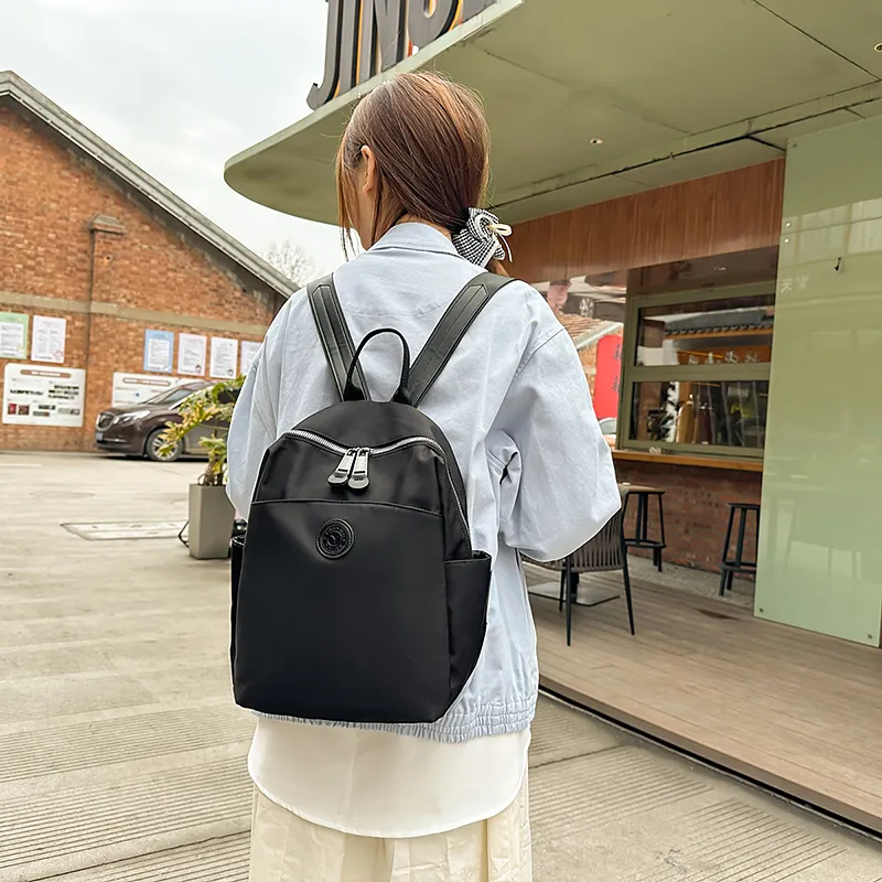 XIANGSU Nylon Backpack Small Size Unisex Coffee/Gray/Black-15