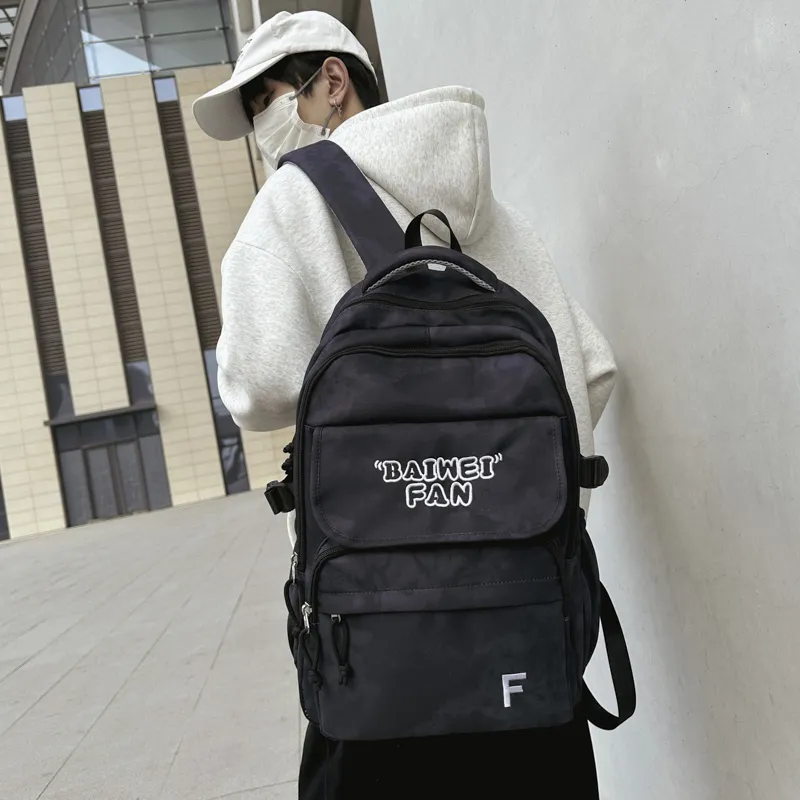 XIANGSU Nylon Backpack Unisex White/Black/Red/Green-7