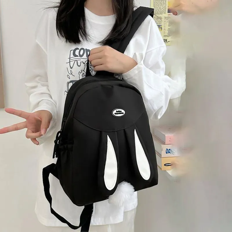 XIANGSU Nylon Fabric Backpack Regular Unisex White/Pink/Yellow/Blue/Black-21