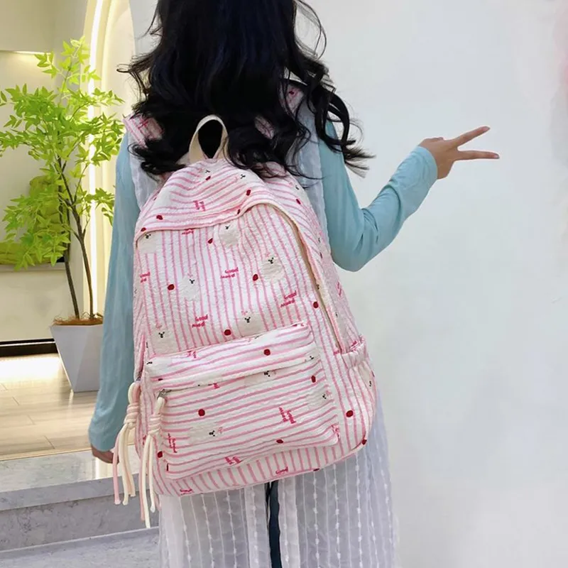 XIANGSU Nylon Backpack Women's Pink/White-2