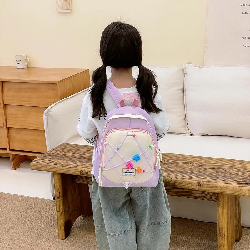 XIANGSU Nylon Backpack Unisex Light Blue/Beige/Pink/Purple/Dark Blue-14