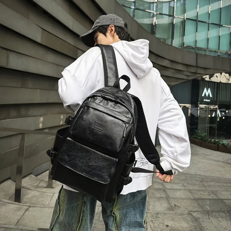 XIANGSU Pu Backpack Men's Black/Brown-6