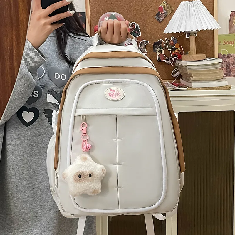 XIANGSU Nylon Backpack Women's Yellow/Pink/White/Black-11