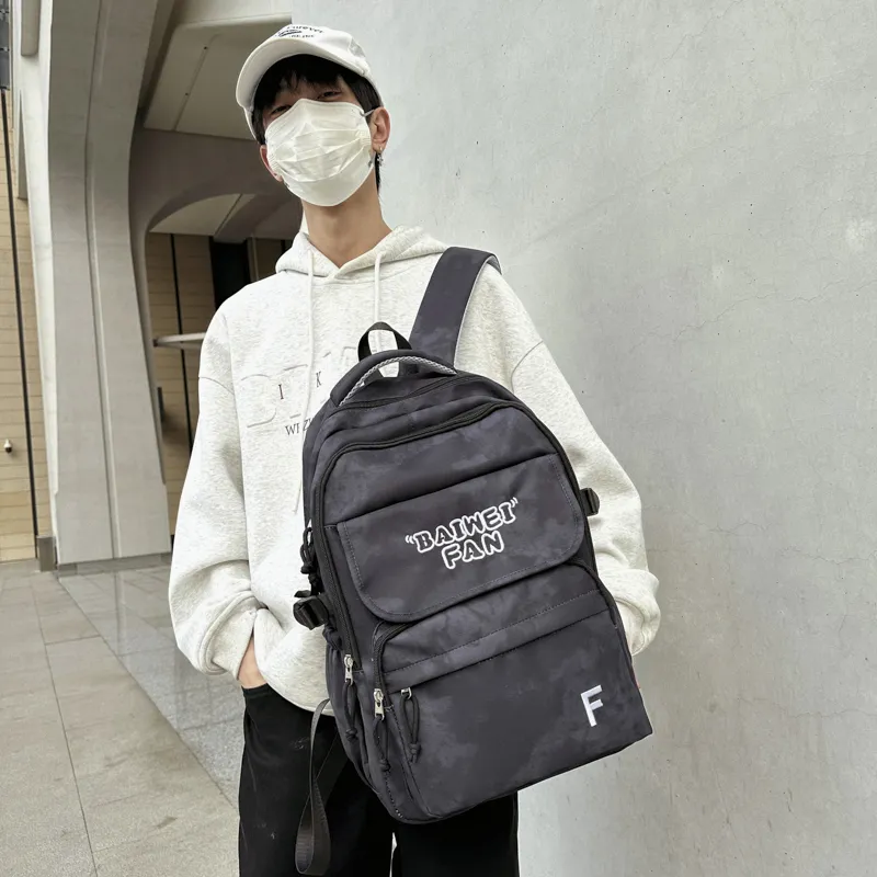 XIANGSU Nylon Backpack Unisex White/Black/Red/Green-9