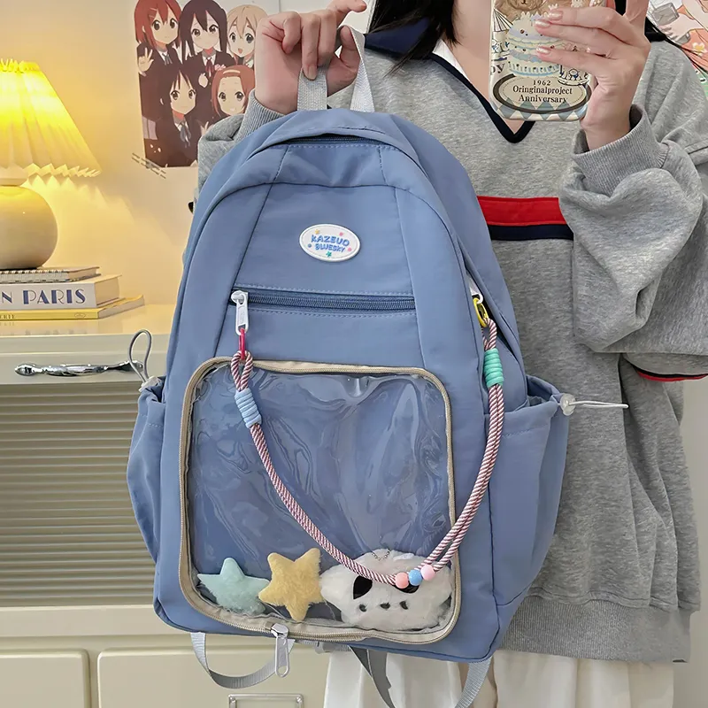 XIANGSU Nylon Backpack Regular Unisex Yellow/Blue/Gray-9