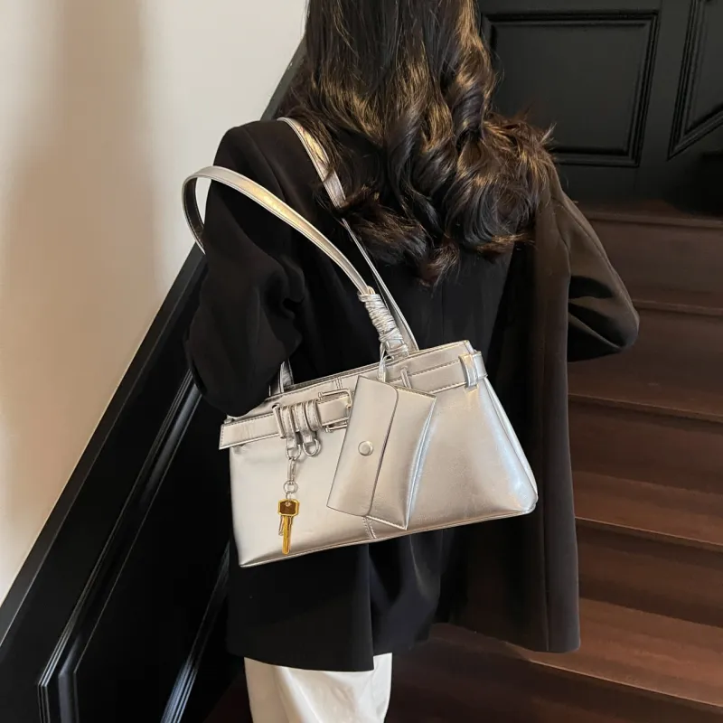 XIANGSU PU Shoulder Bag Regular Women's White/Silver/Black/Blue/Pink-10