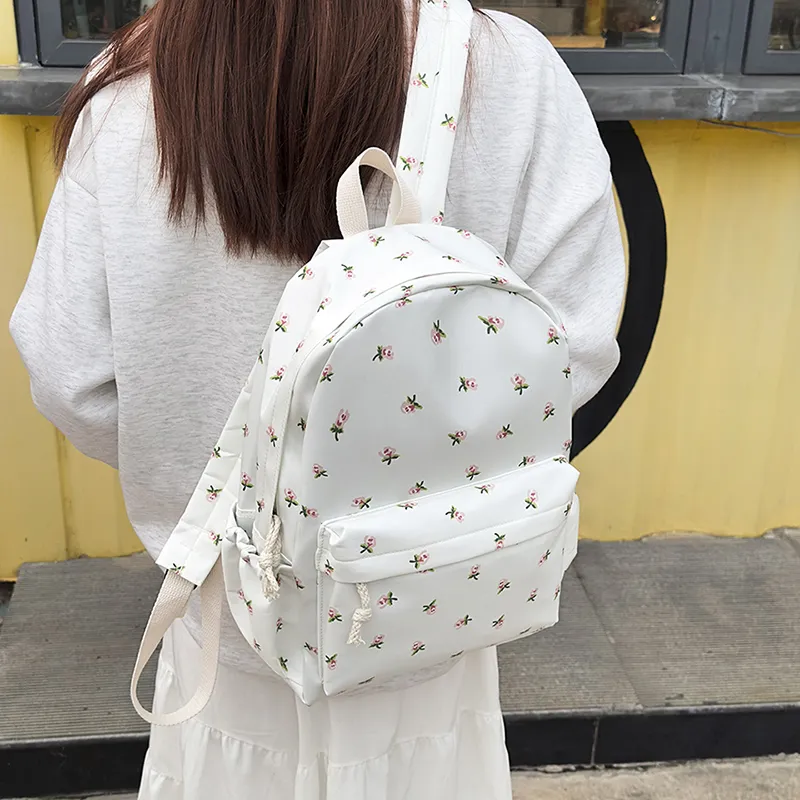 XIANGSU Nylon Backpack Unisex Green/Black/Pink/White-16