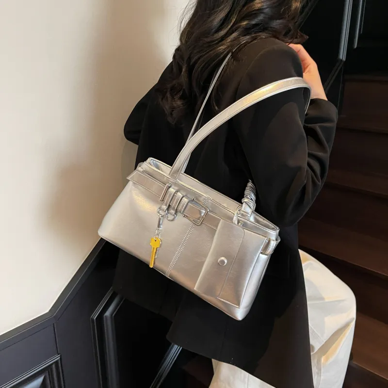 XIANGSU PU Shoulder Bag Regular Women's White/Silver/Black/Blue/Pink-11