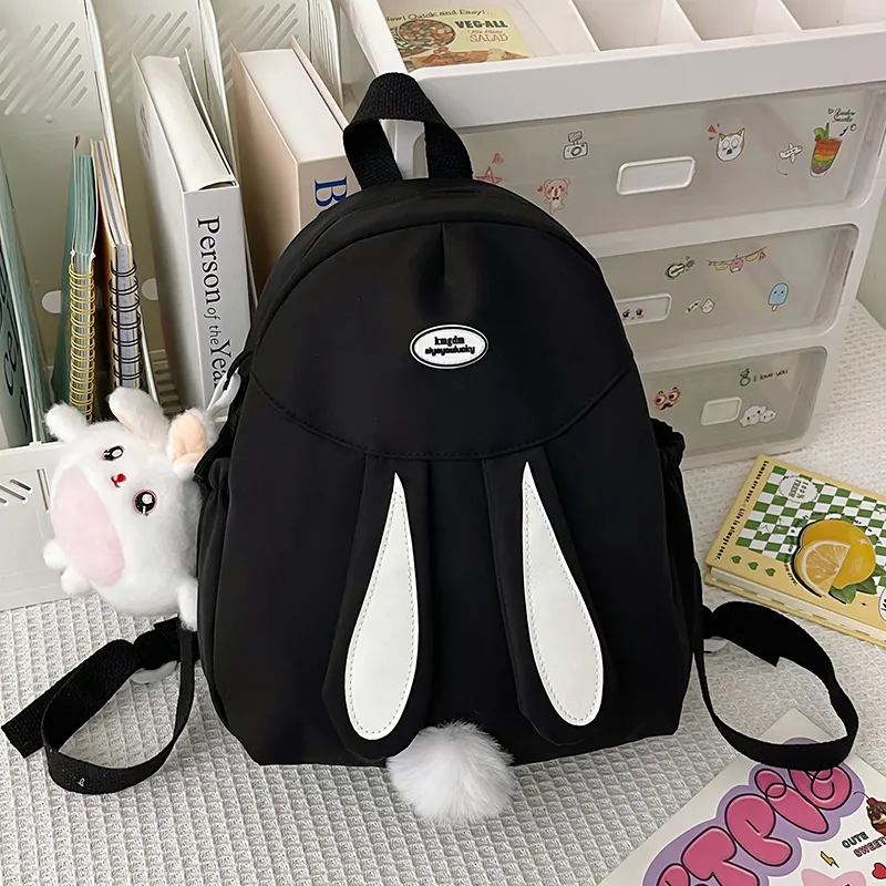 XIANGSU Nylon Fabric Backpack Regular Unisex White/Pink/Yellow/Blue/Black-24