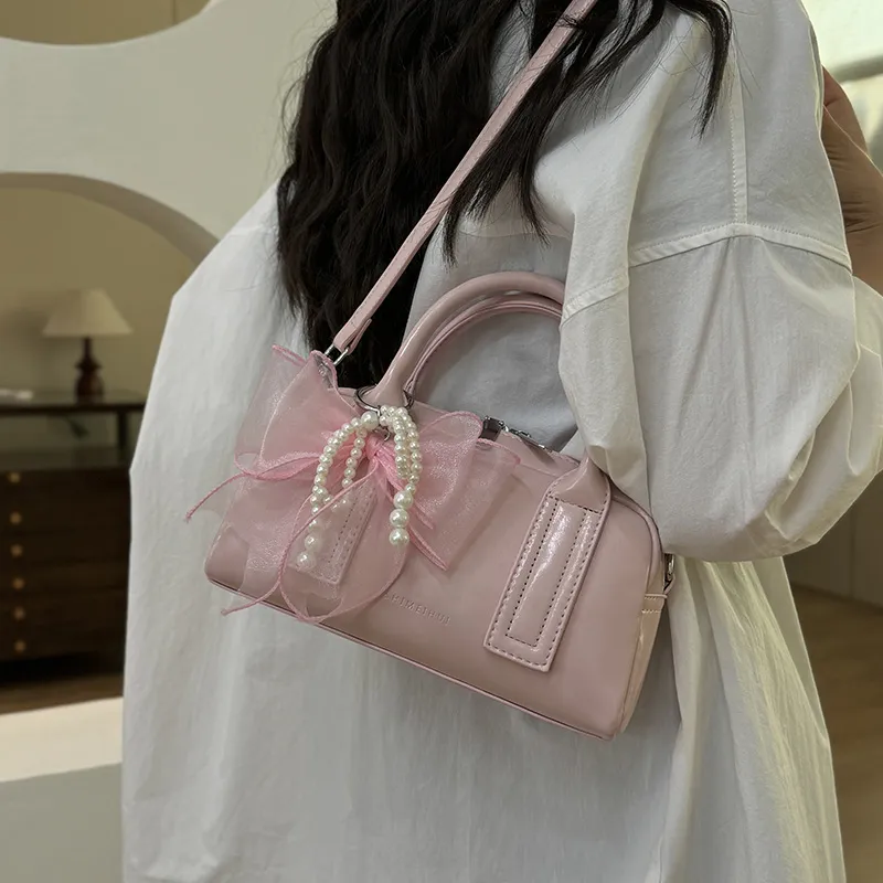 XIANGSU PU One Shoulder Handbags Women's Pink/Black/White/Silver-5