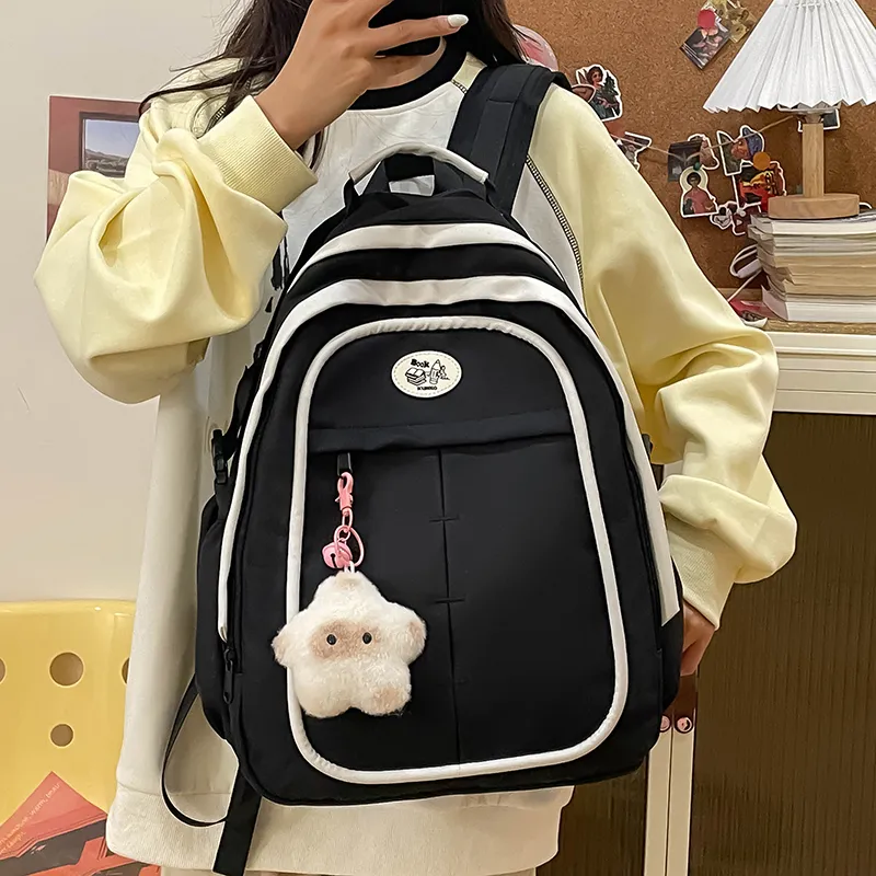 XIANGSU Nylon Backpack Women's Yellow/Pink/White/Black-17