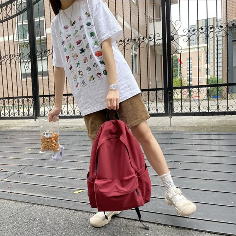 XIANGSU Nylon Backpack Unisex Red/White/Blue/Black-2