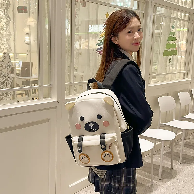 XIANGSU Nylon Backpack Women's Brown/White/Black-11
