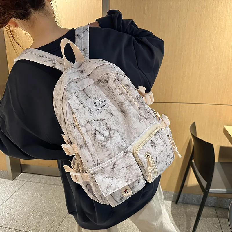 XIANGSU Nylon Backpack Unisex Blue/Red/Black/White-21