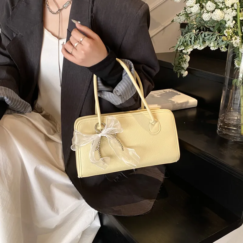 XIANGSU PU One Shoulder Handbags Women's White/Black/Yellow/Pink-17