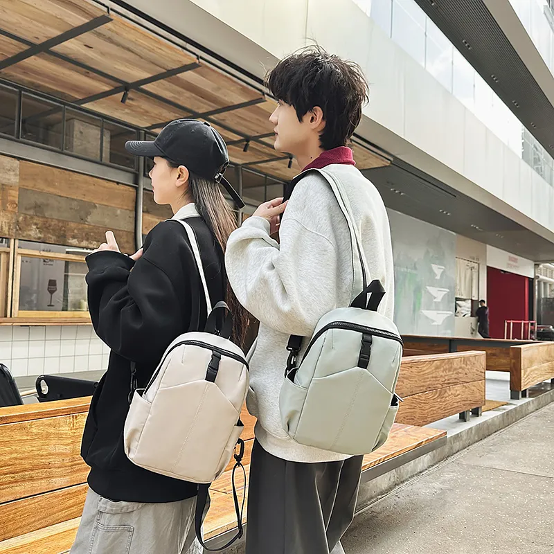 XIANGSU Nylon Sling Bag Backpack Regular Unisex White/Khaki/Green/Black-16