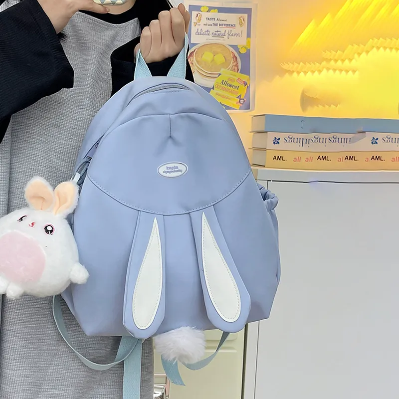 XIANGSU Nylon Fabric Backpack Regular Unisex White/Pink/Yellow/Blue/Black-18