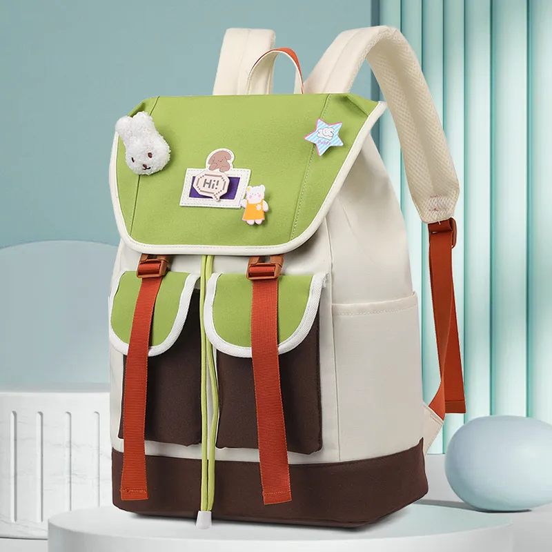 XIANGSU Nylon Backpack Unisex Purple/Green/Black-7