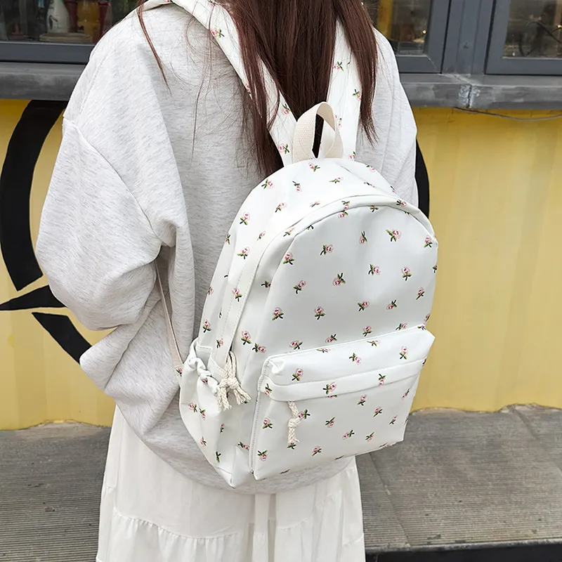 XIANGSU Nylon Backpack Unisex Green/Black/Pink/White-17