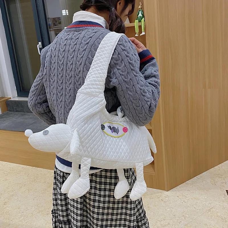XIANGSU Nylon Shoulder Bag Women's White/Black-3