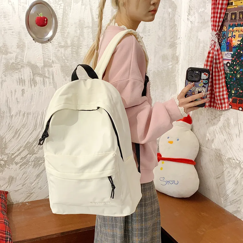 XIANGSU Nylon Fabric Backpack Unisex Brown/Blue/Black/White-20