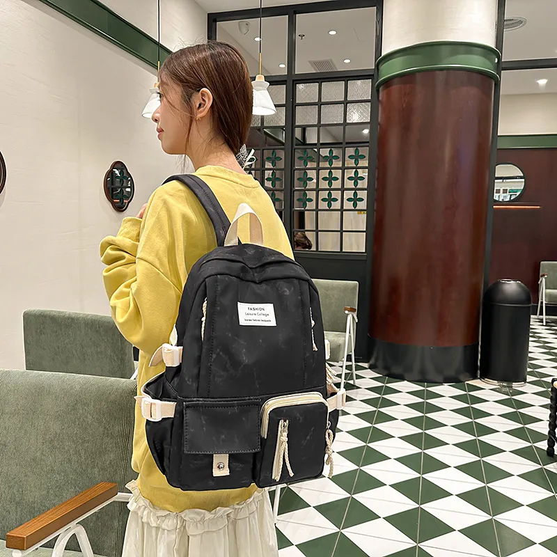 XIANGSU Nylon Backpack Unisex Blue/Red/Black/White-13