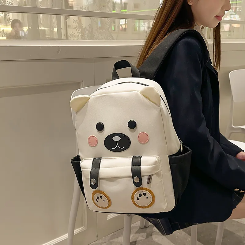 XIANGSU Nylon Backpack Women's Brown/White/Black-12