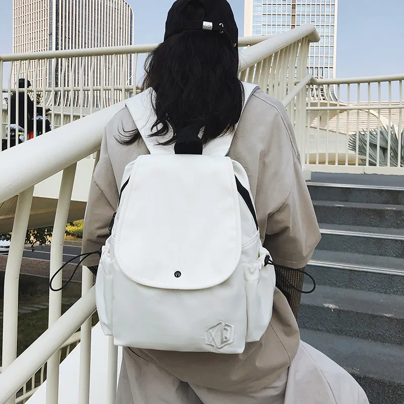 XIANGSU Nylon Backpack Unisex White/Khaki/Black/Gray/Red/Pink-1