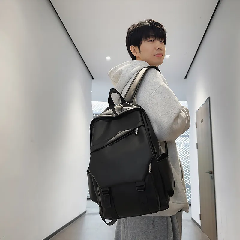 XIANGSU PU Backpack Unisex White/Black/Gray/Brown-7