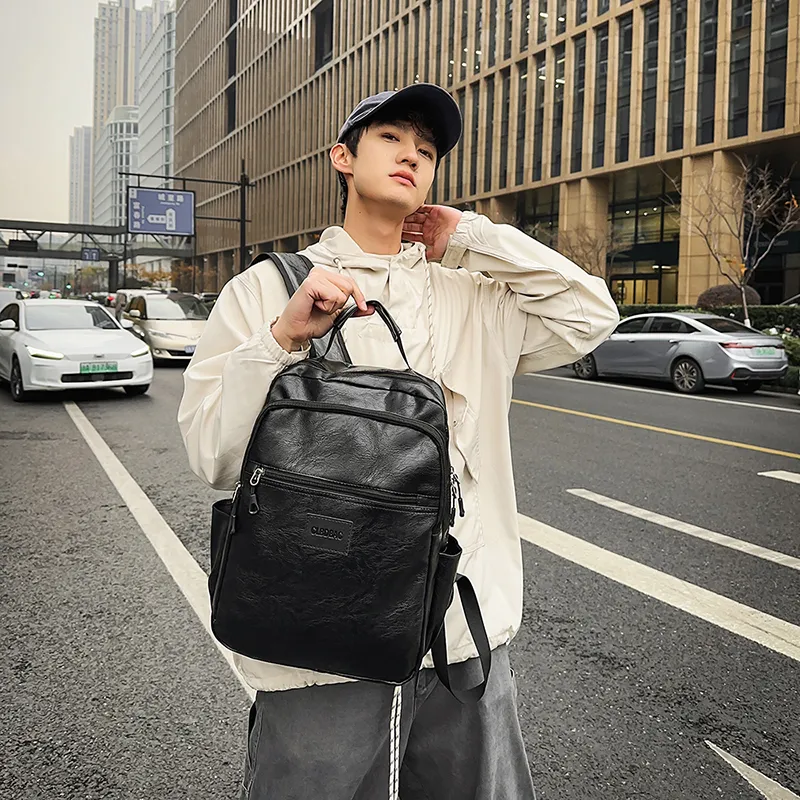 XIANGSU PU Backpack Regular Unisex Brown/Black-13