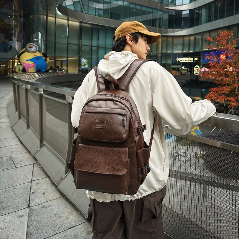 XIANGSU Pu Backpack Men's Black/Brown-8