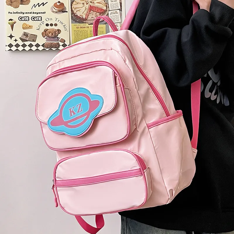 XIANGSU PU Backpack Unisex Pink/Fuchsia/Gray/Black-5